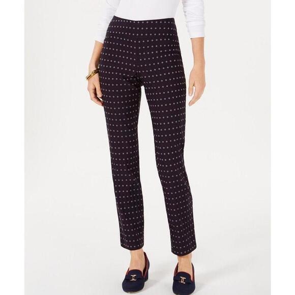 Charter Club Petite Cambridge Floral-Print Tummy-Control Pants Intrepid Blue 10P - Picture 1 of 4